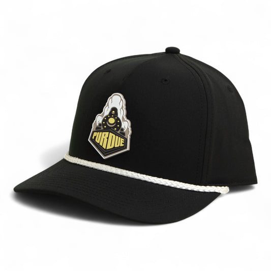 Purdue Boilermaker Special 3D Five Panel Classic Rope Hat- Black/ White