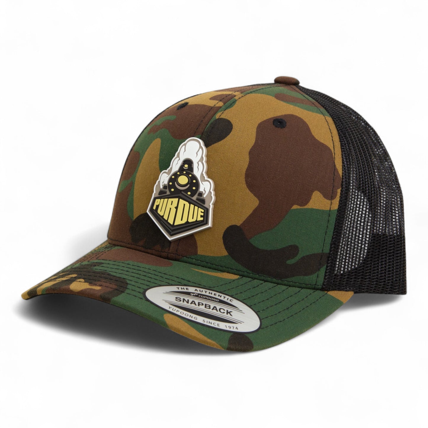 Purdue Boilermaker Special 3D YP Snapback Trucker Hat- Army Camo/ Black