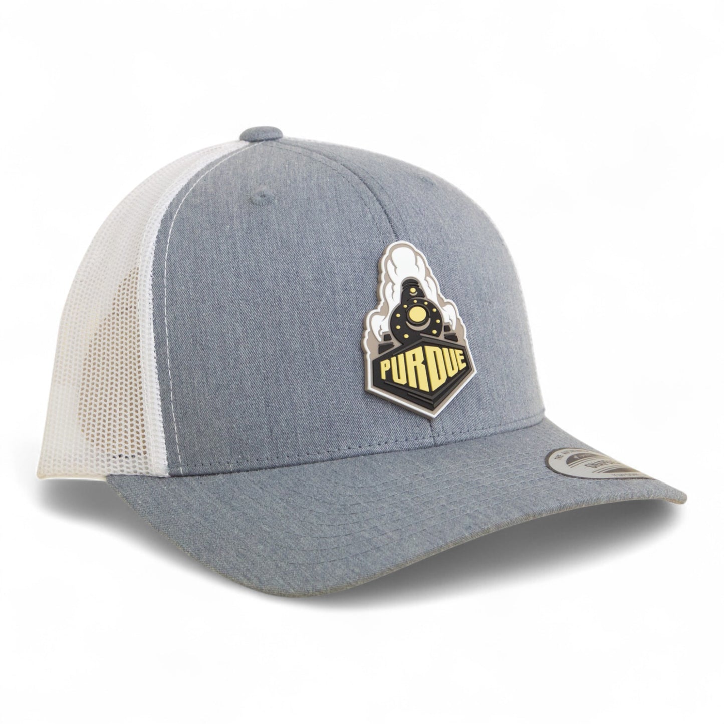 Purdue Boilermaker Special 3D YP Snapback Trucker Hat- Heather Grey/ White