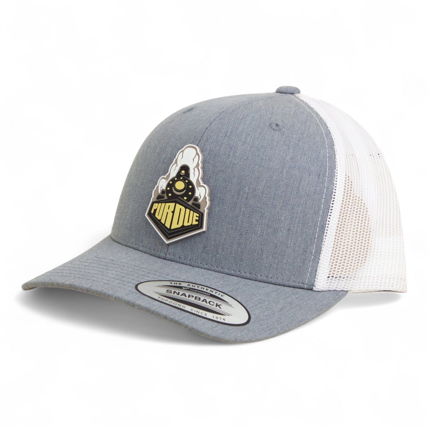 Purdue Boilermaker Special 3D YP Snapback Trucker Hat- Heather Grey/ White