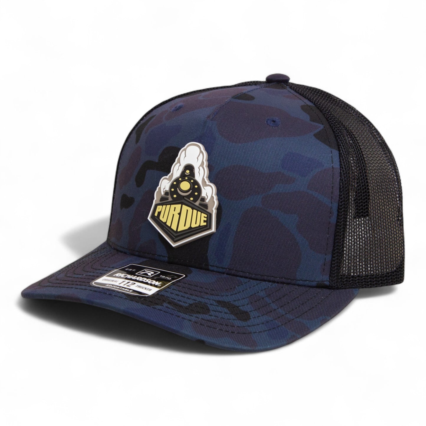 Purdue Boilermaker Special 3D Snapback Trucker Hat- Admiral Duck Camo/ Black