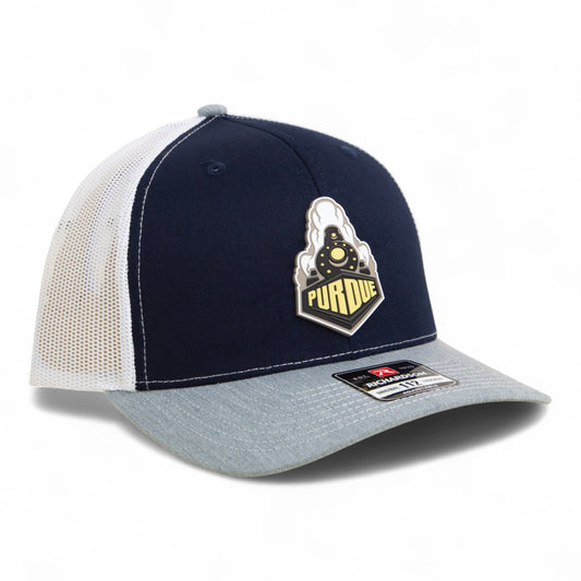 Purdue Boilermaker Special 3D Snapback Trucker Hat- Navy/ White/ Heather Grey