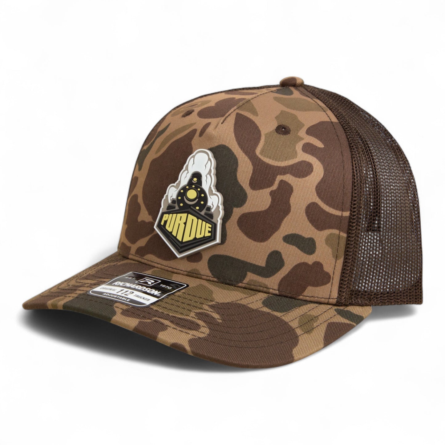 Purdue Boilermaker Special 3D Snapback Trucker Hat- Bark Duck Camo/ Brown