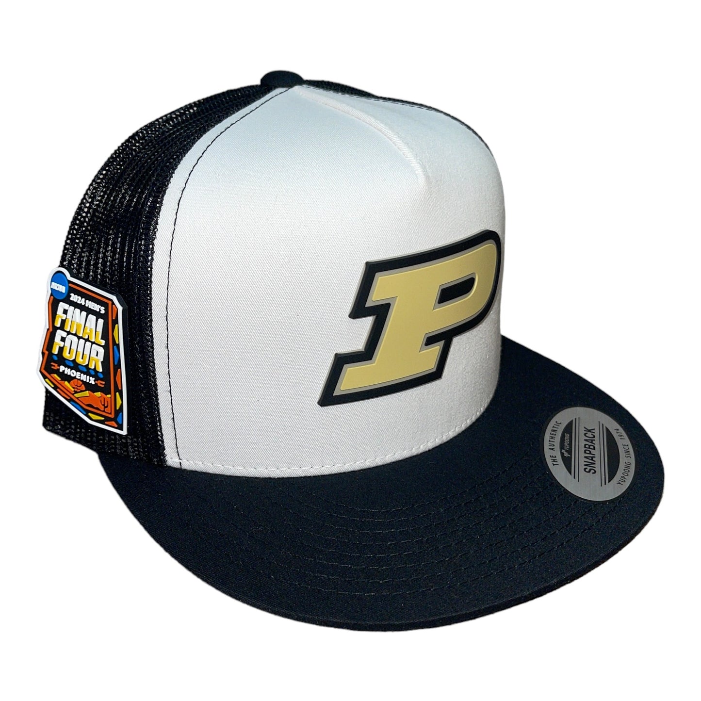 Purdue Boilermakers 2024 Final Four 3D YP Snapback Flat Bill Trucker Hat- White/ Black