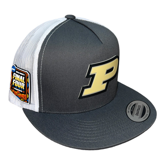 Purdue Boilermakers 2024 Final Four 3D YP Snapback Flat Bill Trucker Hat- Charcoal/ White