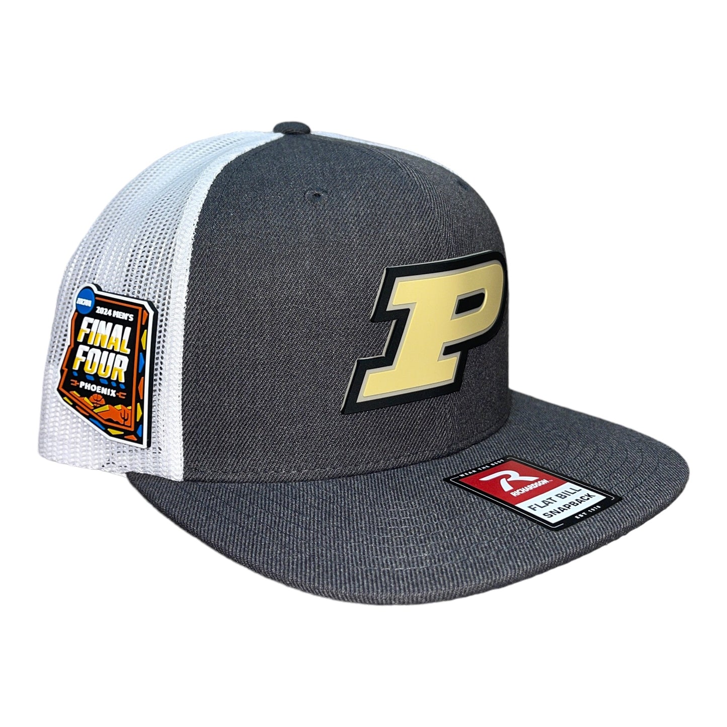Purdue Boilermakers 2024 Final Four 3D Wool Blend Flat Bill Hat- Heather Charcoal/ White