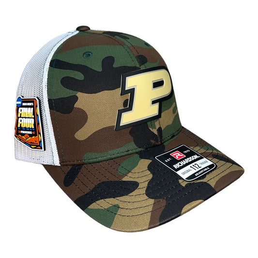 Purdue Boilermakers 2024 Final Four 3D Snapback Trucker Hat- Army Camo/ Black