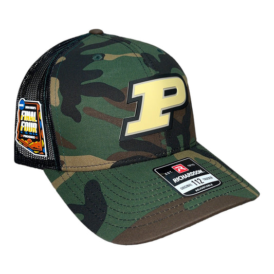 Purdue Boilermakers 2024 Final Four 3D Snapback Trucker Hat- Army Camo/ Black