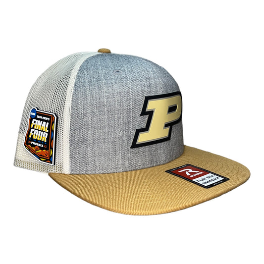 Purdue Boilermakers 2024 Final Four 3D Wool Blend Flat Bill Hat- Heather Grey/ Birch/ Biscuit