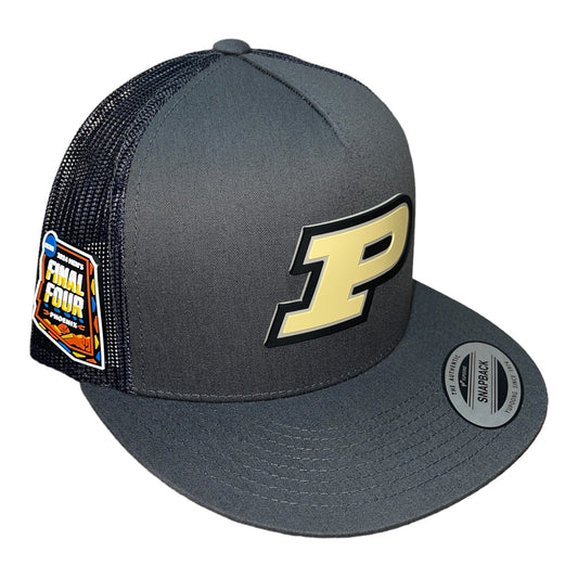 Purdue Boilermakers 2024 Final Four 3D YP Snapback Flat Bill Trucker Hat- Charcoal/ Black