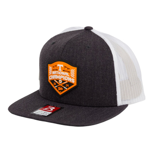 Tennessee Volunteers 2024 Men's College World Series Champions 3D Wool Blend Flat Bill Hat- Heather Charcoal/ White