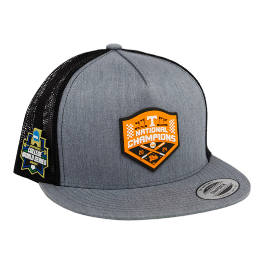 Tennessee Volunteers 2024 NCAA Men's College World Series Champions 3D YP Snapback Flat Bill Trucker Hat- Heather Grey/ Black