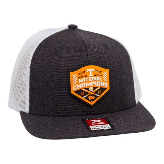 Tennessee Volunteers 2024 Men's College World Series Champions 3D Wool Blend Flat Bill Hat- Heather Charcoal/ White