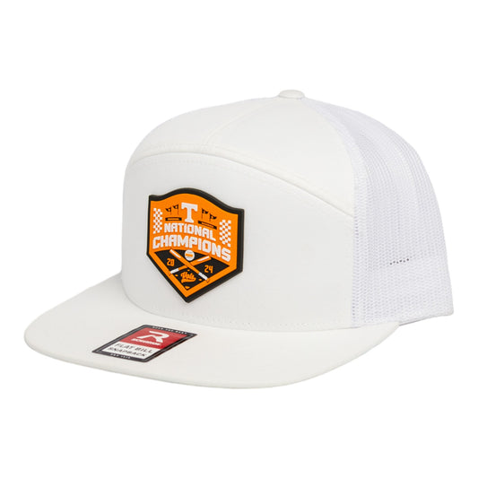 Tennessee Volunteers 2024 Men's College World Series Champions 3D Snapback Seven-Panel Flat Bill Trucker Hat- White