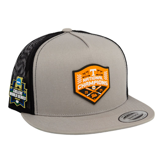 Tennessee Volunteers 2024 NCAA Men's College World Series Champions 3D YP Snapback Flat Bill Trucker Hat- Silver/ Black