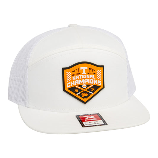 Tennessee Volunteers 2024 Men's College World Series Champions 3D Snapback Seven-Panel Flat Bill Trucker Hat- White