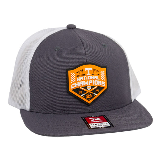 Tennessee Volunteers 2024 Men's College World Series Champions 3D Wool Blend Flat Bill Hat- Charcoal/ White