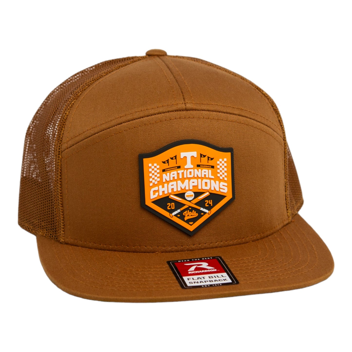 Tennessee Volunteers 2024 Men's College World Series Champions 3D Snapback Seven-Panel Flat Bill Trucker Hat- Carmel