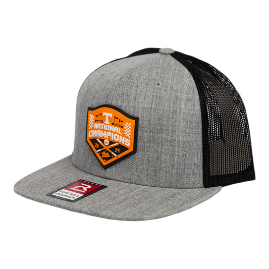 Tennessee Volunteers 2024 Men's College World Series Champions 3D Wool Blend Flat Bill Hat- Heather Grey/ Black