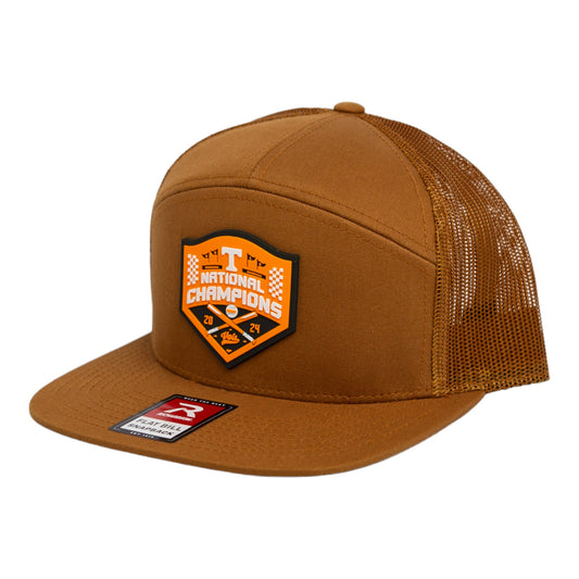 Tennessee Volunteers 2024 NCAA Men's College World Series Champions 3D Snapback Seven-Panel Flat Bill Trucker Hat- Carmel