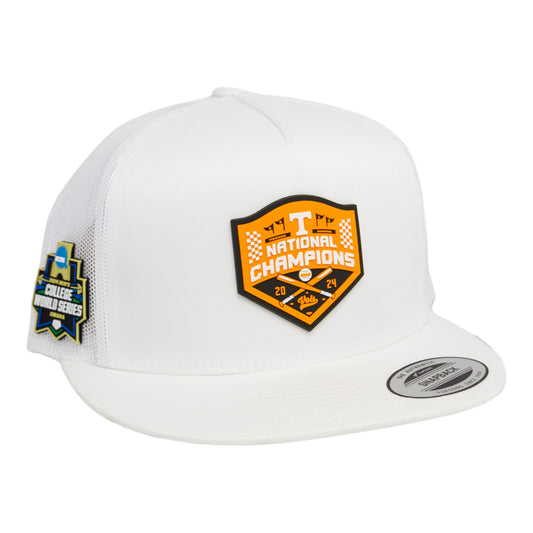 Tennessee Volunteers 2024 NCAA Men's College World Series Champions 3D YP Snapback Flat Bill Trucker Hat- White