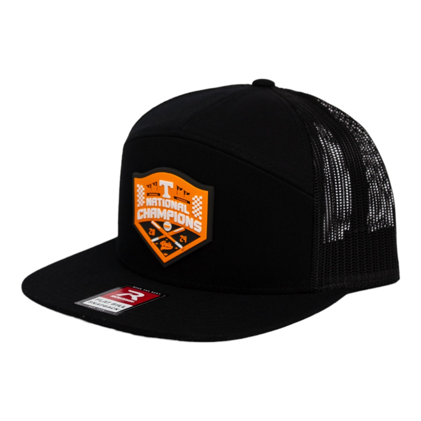 Tennessee Volunteers 2024 Men's College World Series Champions 3D Snapback Seven-Panel Flat Bill Trucker Hat- Black