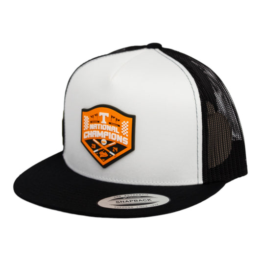 Tennessee Volunteers 2024 NCAA Men's College World Series Champions 3D YP Snapback Flat Bill Trucker Hat- White/ Black