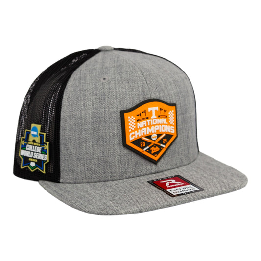 Tennessee Volunteers 2024 NCAA Men's College World Series Champions 3D Wool Blend Flat Bill Hat- Heather Grey/ Black