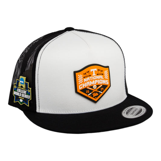 Tennessee Volunteers 2024 NCAA Men's College World Series Champions 3D YP Snapback Flat Bill Trucker Hat- White/ Black