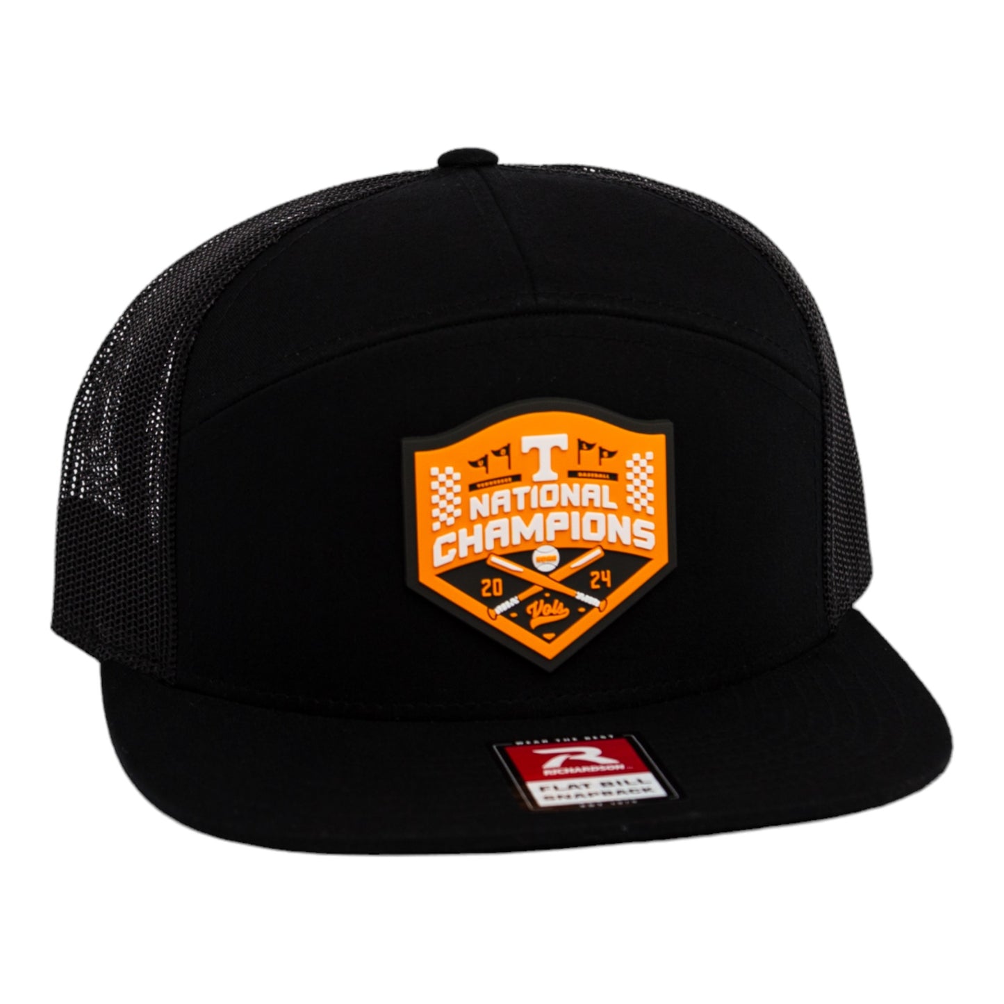 Tennessee Volunteers 2024 Men's College World Series Champions 3D Snapback Seven-Panel Flat Bill Trucker Hat- Black