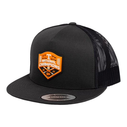 Tennessee Volunteers 2024 NCAA Men's College World Series Champions 3D YP Snapback Flat Bill Trucker Hat- Charcoal/ Black