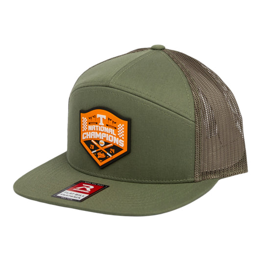 Tennessee Volunteers 2024 NCAA Men's College World Series Champions 3D Snapback Seven-Panel Flat Bill Trucker Hat- Loden Green