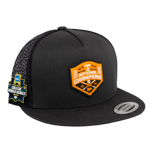 Tennessee Volunteers 2024 NCAA Men's College World Series Champions 3D YP Snapback Flat Bill Trucker Hat- Charcoal/ Black