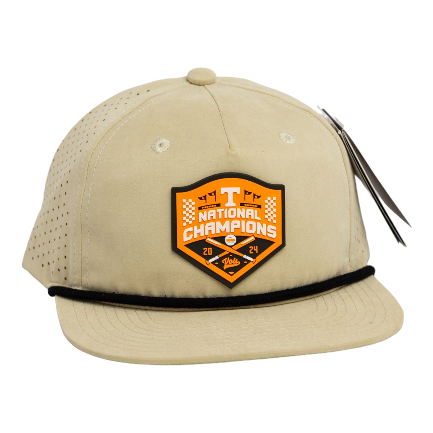 Tennessee Volunteers 2024 Men's College World Series Champions 3D Perforated Rope Hat- Birch/ Black