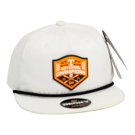 Tennessee Volunteers 2024 Men's College World Series Champions 3D Perforated Rope Hat- White/ Black