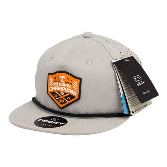 Tennessee Volunteers 2024 Men's College World Series Champions 3D Perforated Rope Hat- Grey/ Charcoal