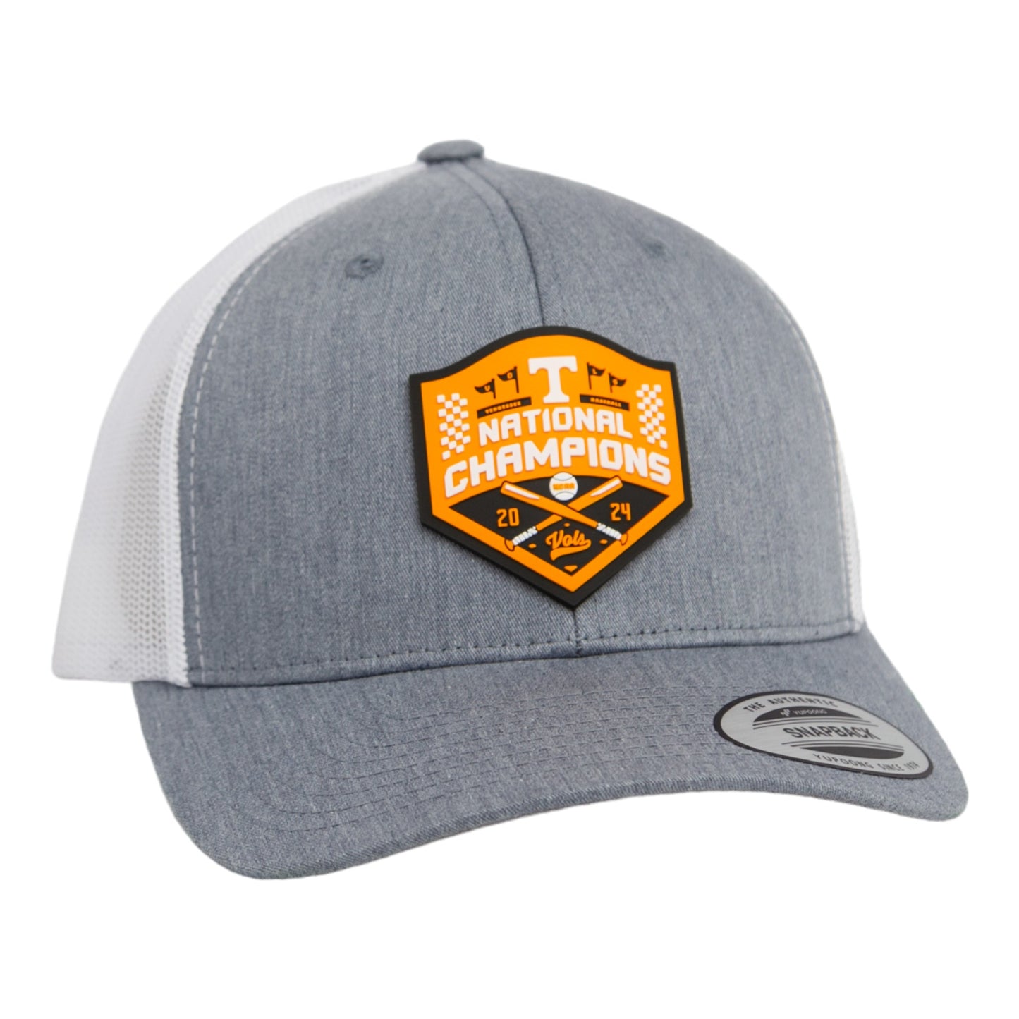 Tennessee Volunteers 2024 Men's College World Series Champions 3D YP Snapback Trucker Hat- Heather Grey/ White