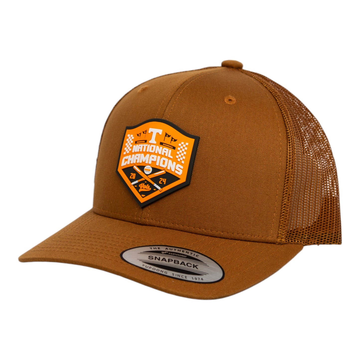 Tennessee Volunteers 2024 Men's College World Series Champions 3D YP Snapback Trucker Hat- Caramel