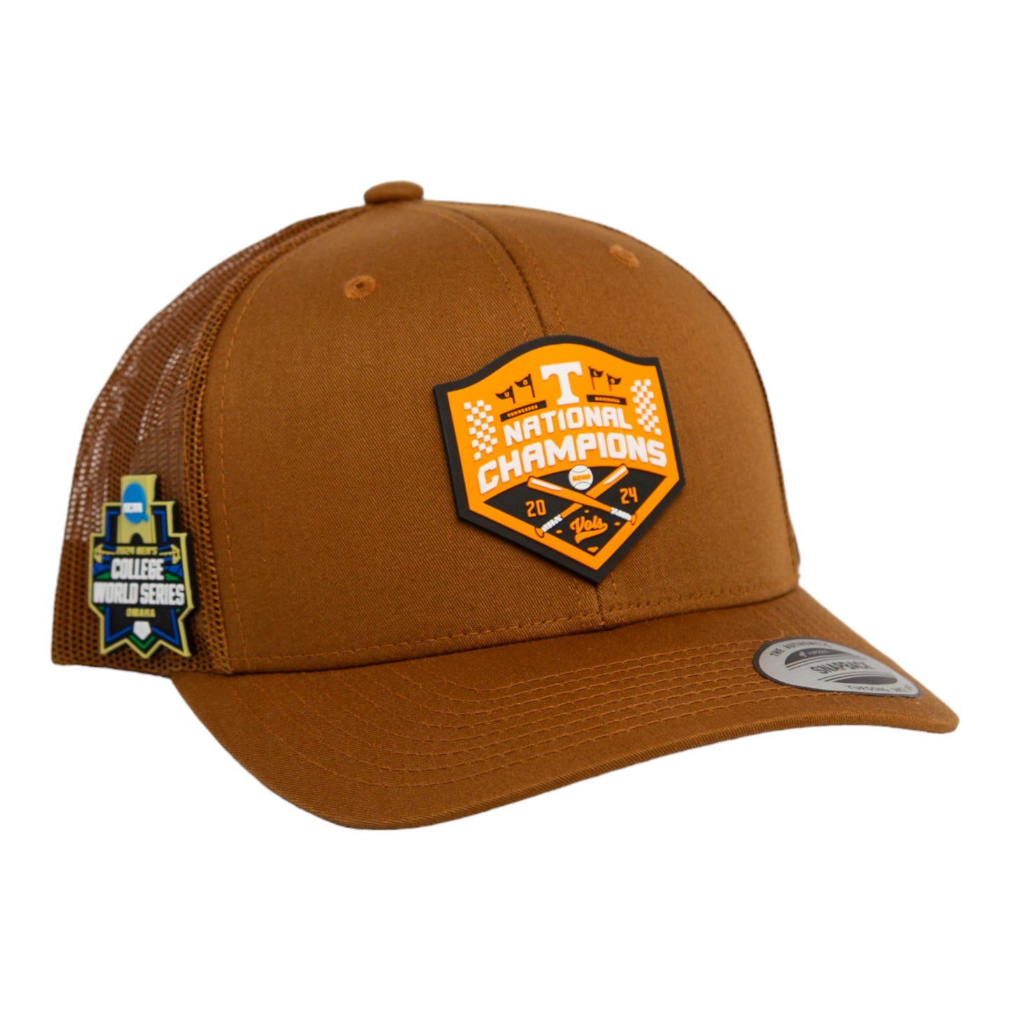 Tennessee Volunteers 2024 NCAA Men's College World Series Champions 3D YP Snapback Trucker Hat- Carmel