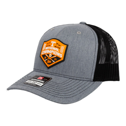 Tennessee Volunteers 2024 Men's College World Series Champions 3D Snapback Trucker Hat- Heather Grey/ Black