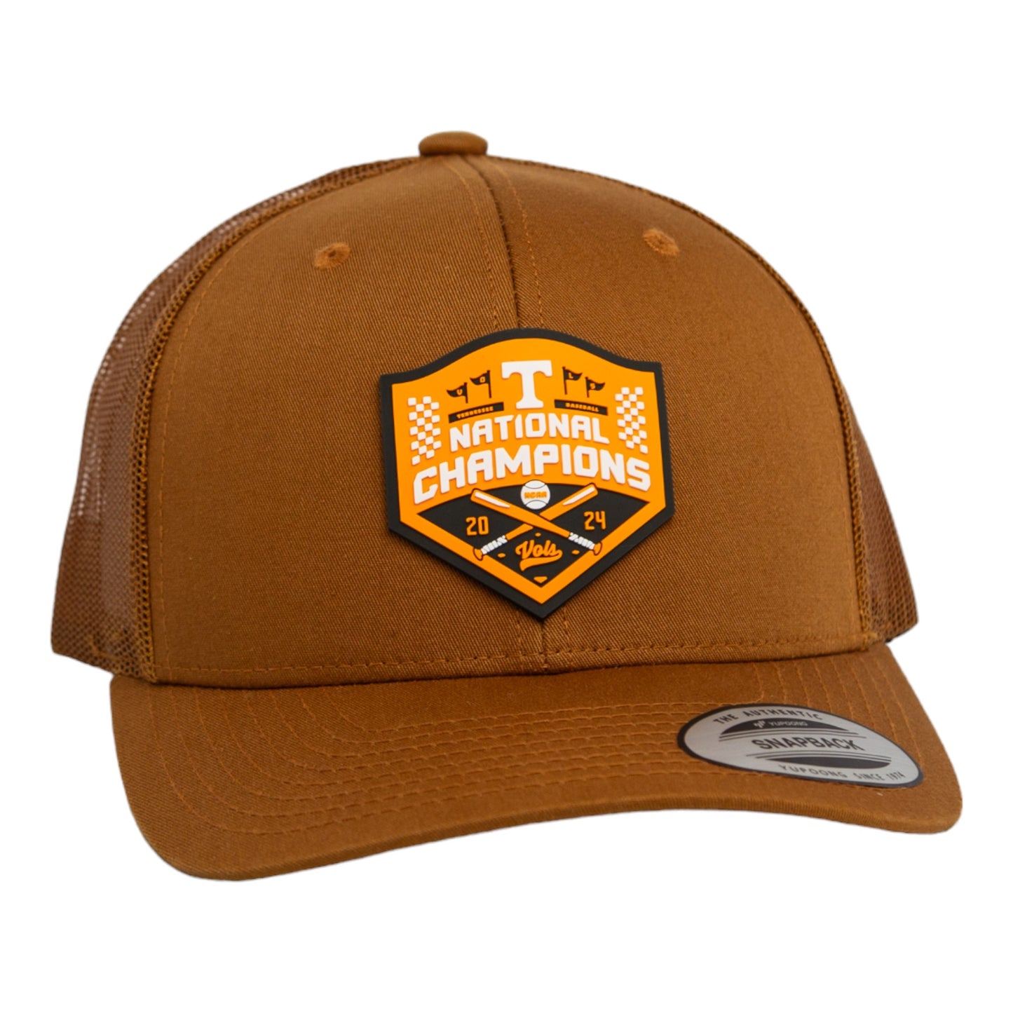 Tennessee Volunteers 2024 Men's College World Series Champions 3D YP Snapback Trucker Hat- Caramel