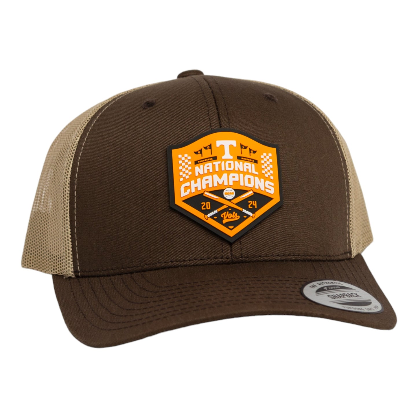 Tennessee Volunteers 2024 Men's College World Series Champions 3D YP Snapback Trucker Hat- Brown/ Tan