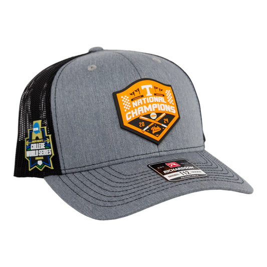 Tennessee Volunteers 2024 NCAA Men's College World Series Champions 3D Snapback Trucker Hat- Heather Grey/ Black