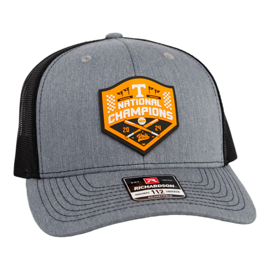 Tennessee Volunteers 2024 Men's College World Series Champions 3D Snapback Trucker Hat- Heather Grey/ Black