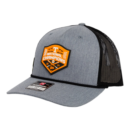 Tennessee Volunteers 2024 Men's College World Series Champions 3D Snapback Trucker Rope Hat- Heather Grey/ Black