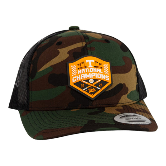 Tennessee Volunteers 2024 Men's College World Series Champions 3D YP Snapback Trucker Hat- Army Camo/ Black