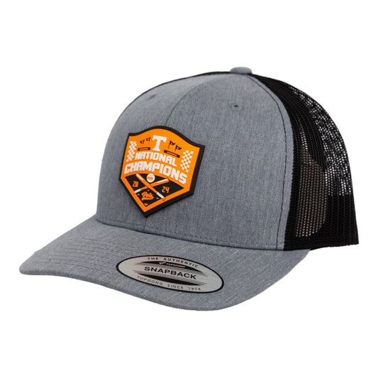 Tennessee Volunteers 2024 Men's College World Series Champions 3D YP Snapback Trucker Hat- Heather Grey/ Black