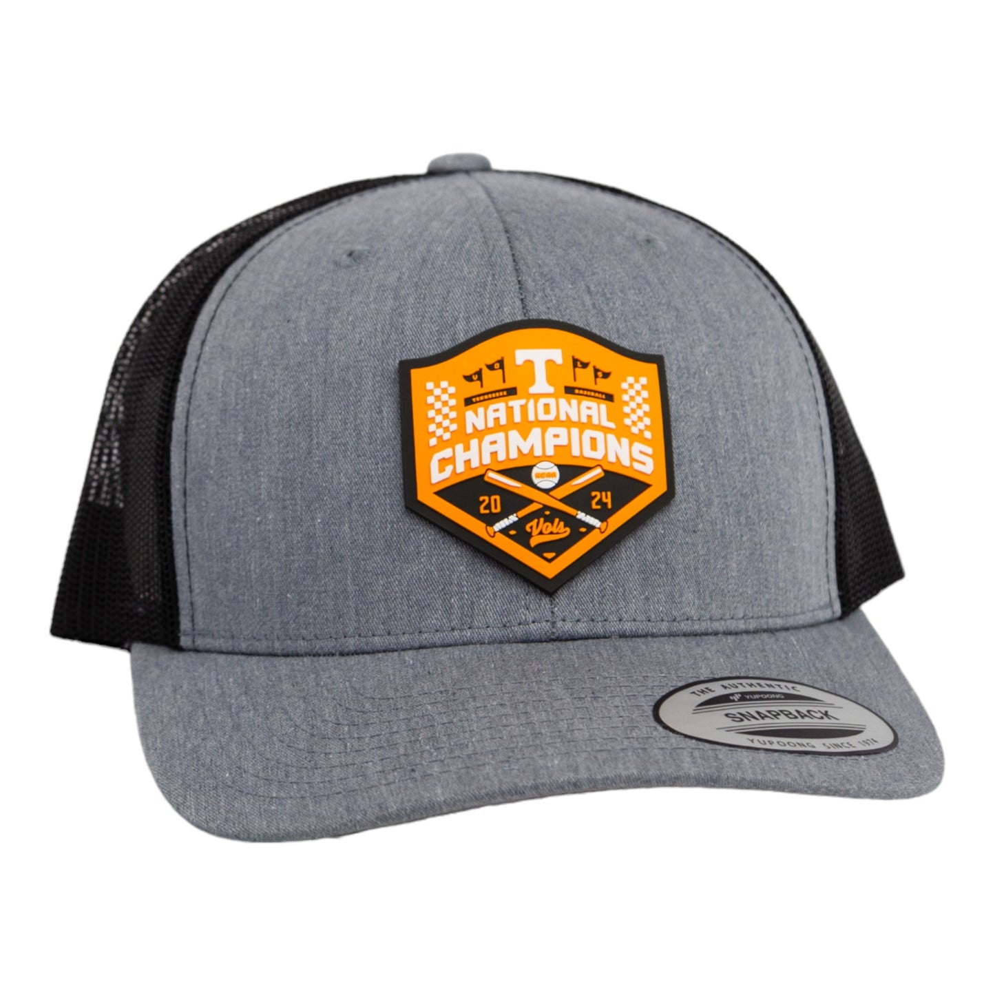 Tennessee Volunteers 2024 Men's College World Series Champions 3D YP Snapback Trucker Hat- Heather Grey/ Black