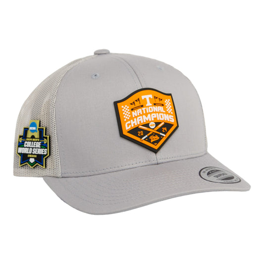 Tennessee Volunteers 2024 NCAA Men's College World Series Champions 3D YP Snapback Trucker Hat- Silver