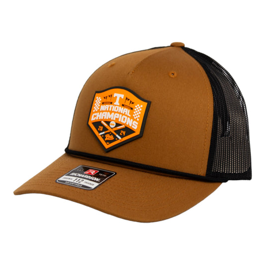 Tennessee Volunteers 2024 Men's College World Series Champions 3D Snapback Trucker Rope Hat- Carmel/ Black